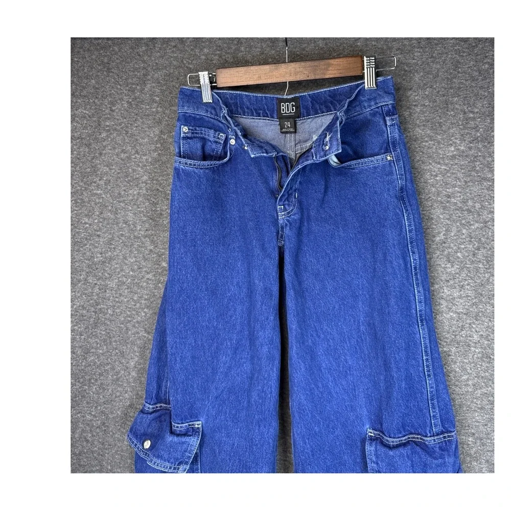 BDG Urban Outfitters Presley Wide Leg Cargo‎ Blue Jeans Size 24 Flare Baggy Y2K